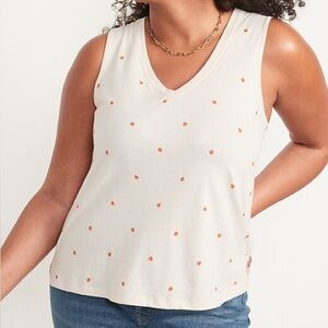 Old Navy Cream Tank Top with Orange Dots